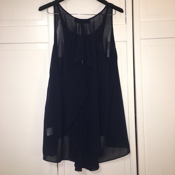 NWOT Francesca's Closet Sheer Blue Top w/ Draping - Picture 2 of 8